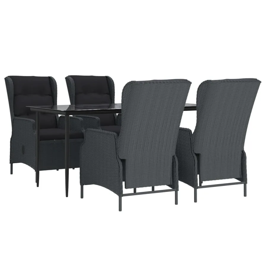Ensemble à manger de jardin 5pcs Gris foncé Résine tressée - 3