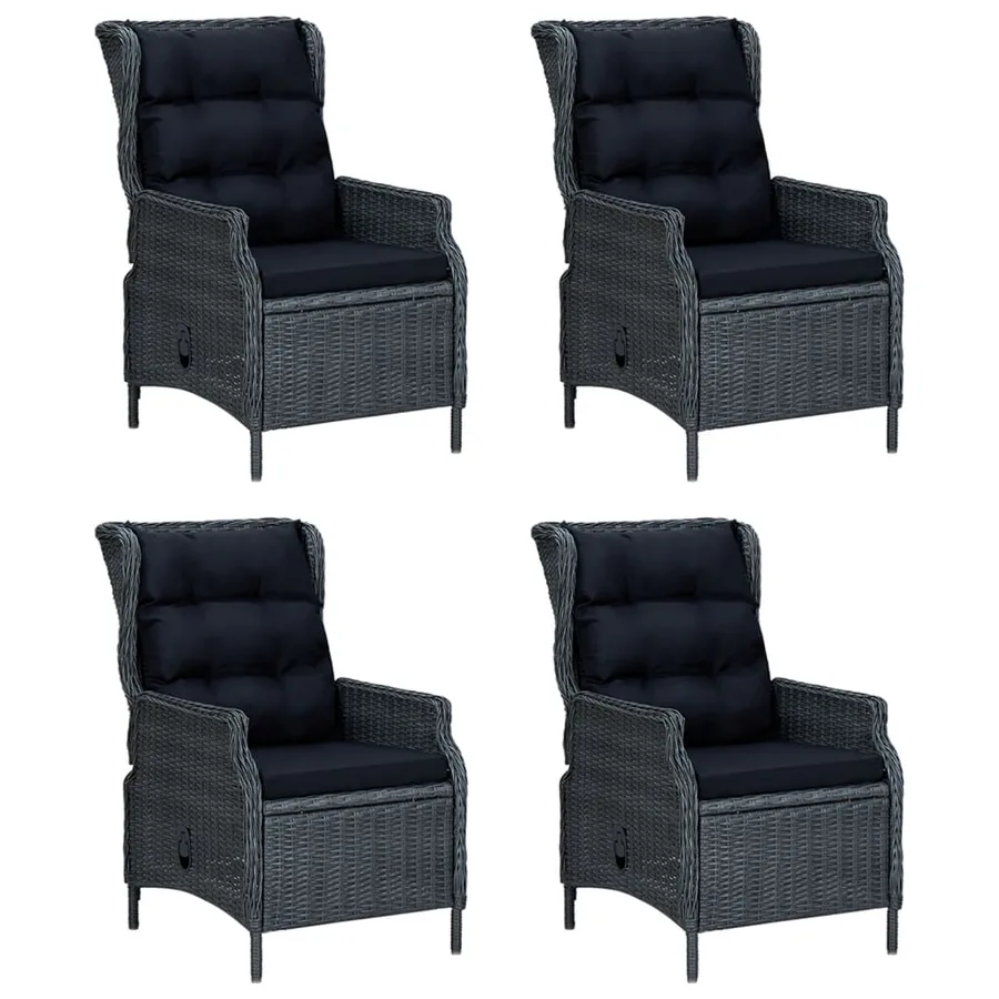 Ensemble à manger de jardin 5pcs Gris foncé Résine tressée - 4