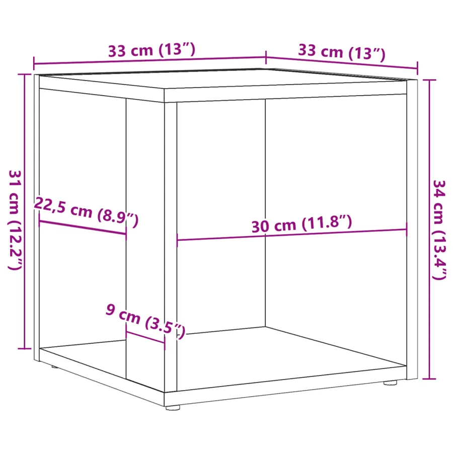 Table d'appoint vieux bois 33x33x34 cm bois d'ingénierie - 9