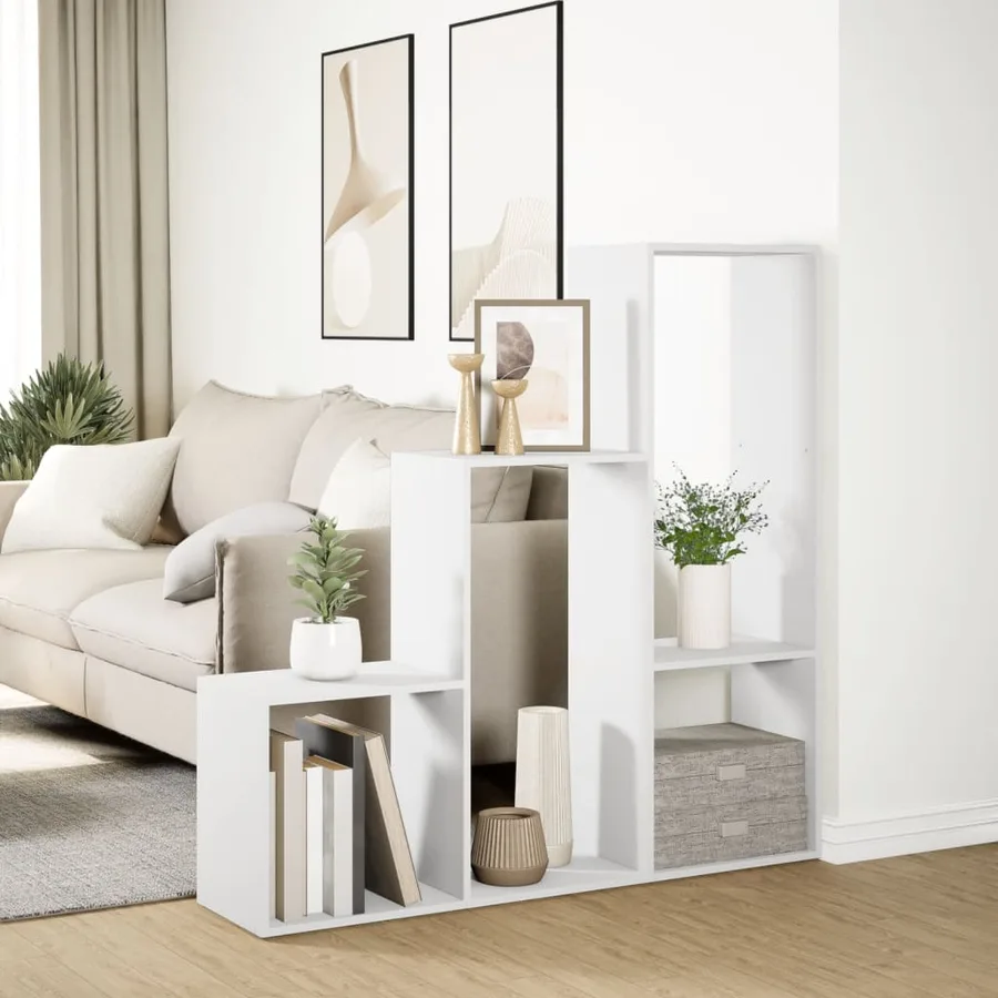 Étagère séparatrice de pièce à 3 niveaux blanc 123x29x123 cm - 4
