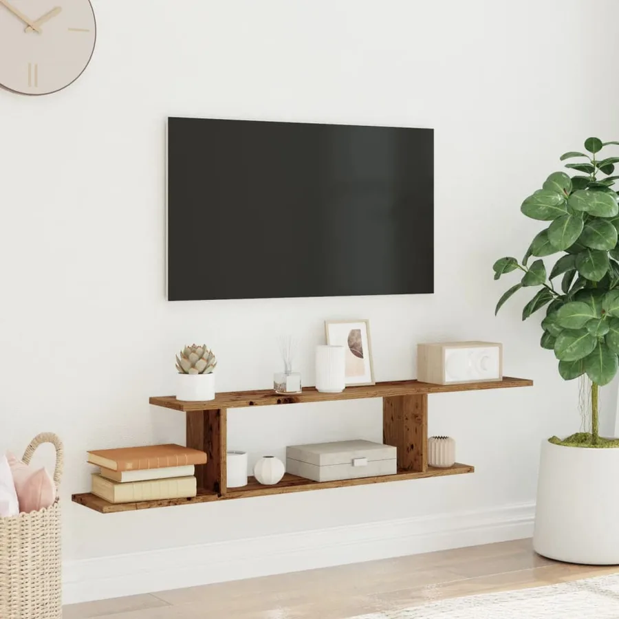 Étagère TV murale vieux bois 125x18x23 cm bois d'ingénierie - 3