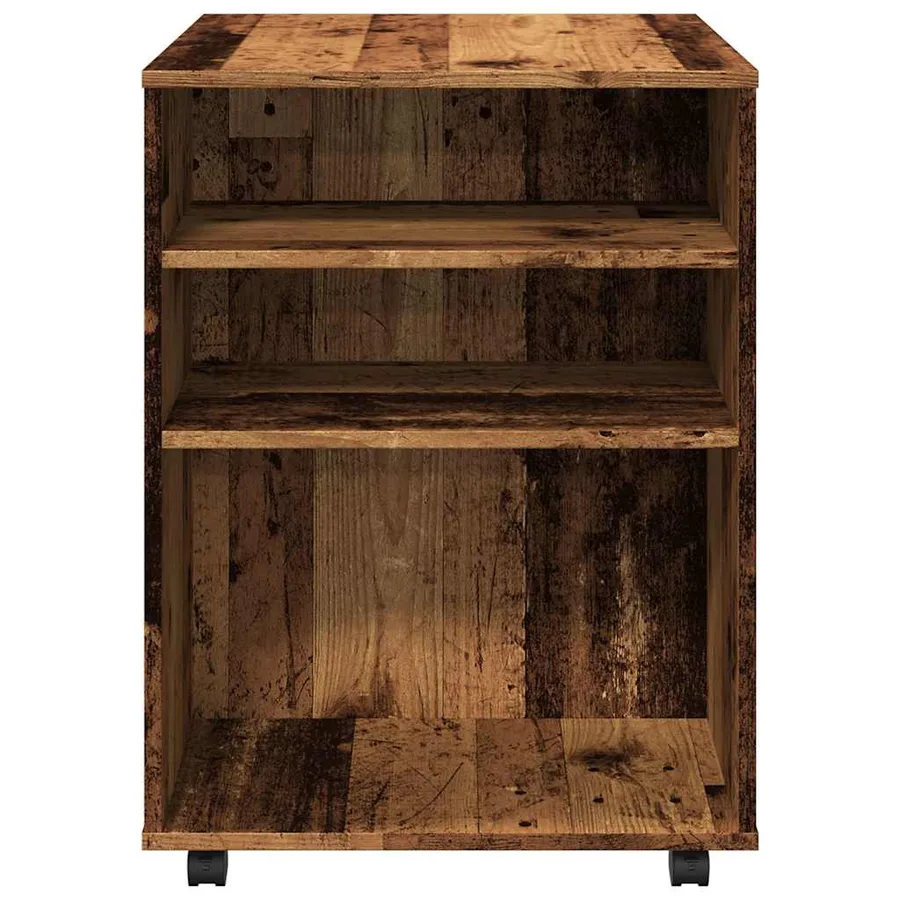 Armoire à roulettes vieux bois 60x53x72 cm bois d'ingénierie - 6