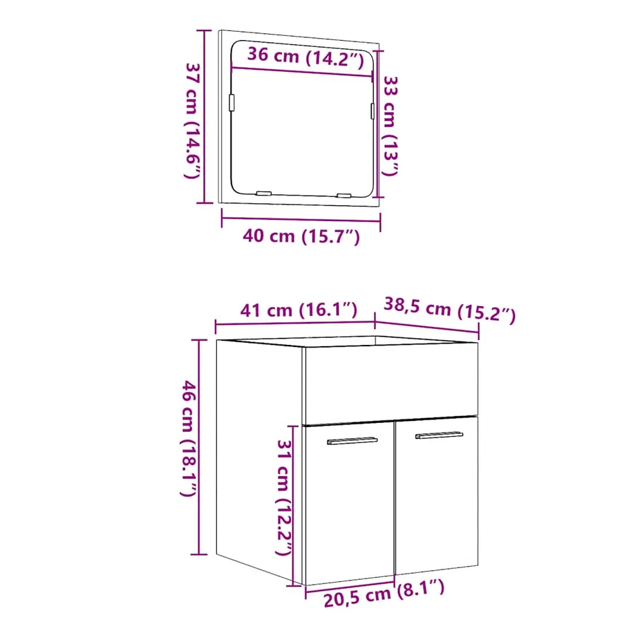 Ensemble de meubles de salle de bain 2 pcs gris béton - 12