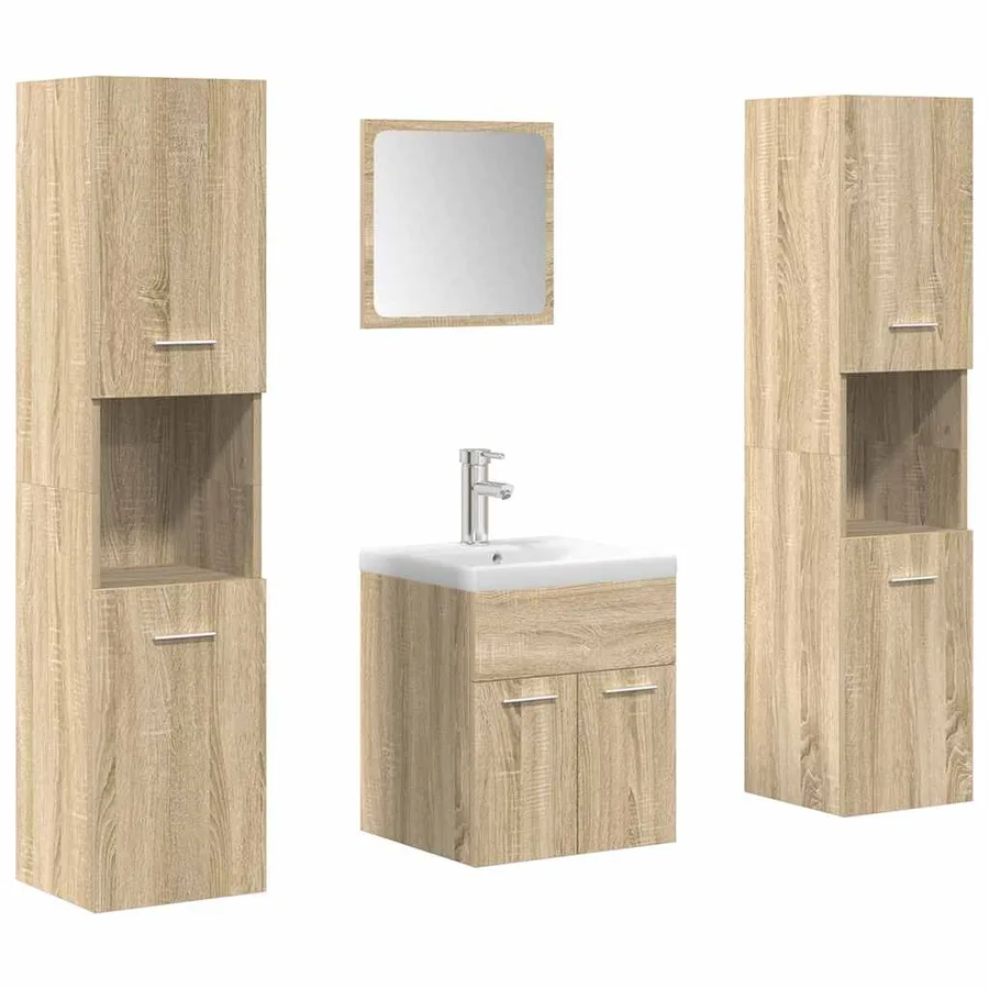 Ensemble de meubles de salle de bain 5 pcs chêne sonoma - 2