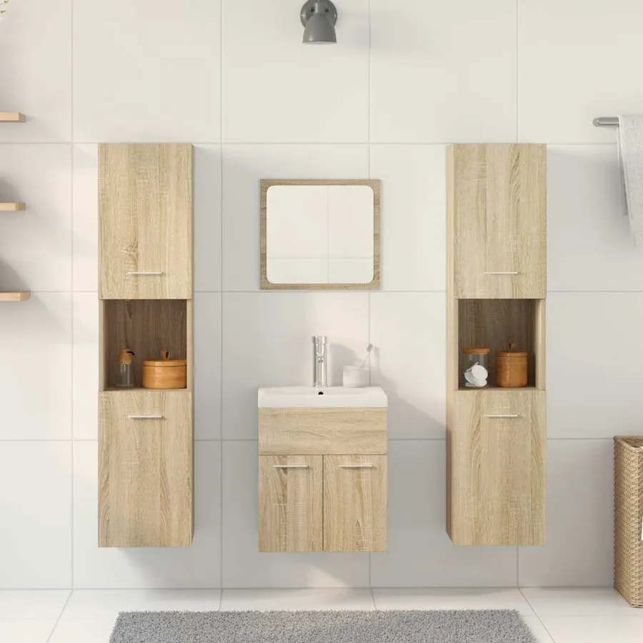 Ensemble de meubles de salle de bain 5 pcs chêne sonoma - 3