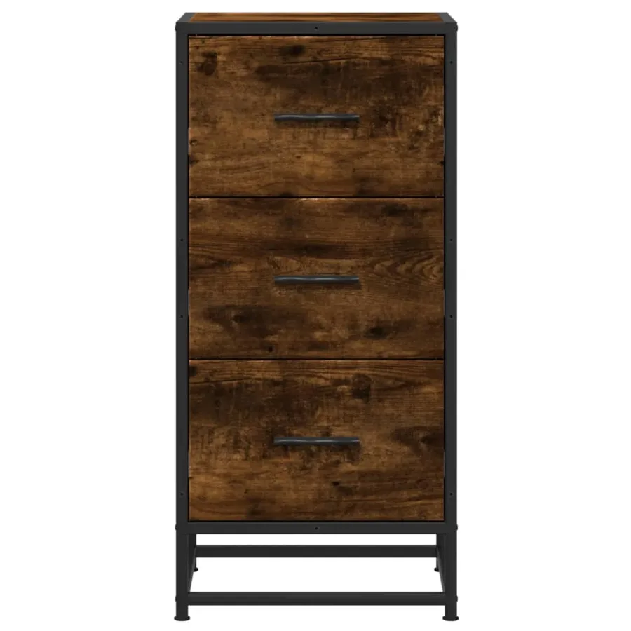 Buffet chêne fumé 35,5x35x76 cm bois d'ingénierie et métal - 4