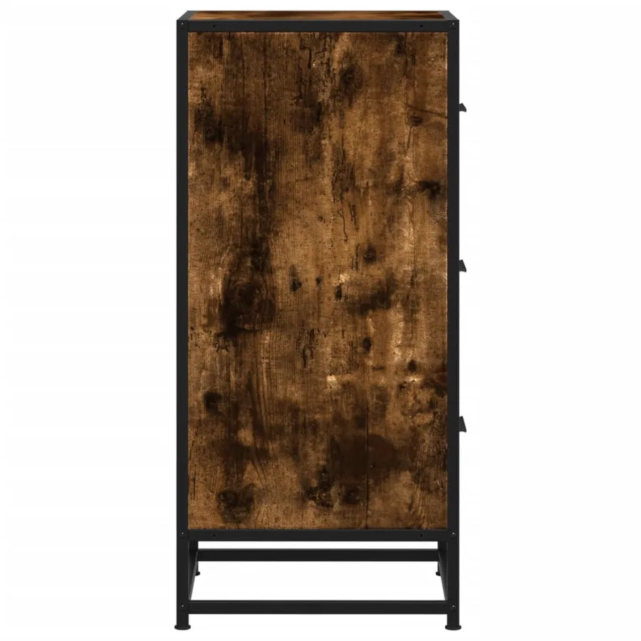 Buffet chêne fumé 35,5x35x76 cm bois d'ingénierie et métal - 5