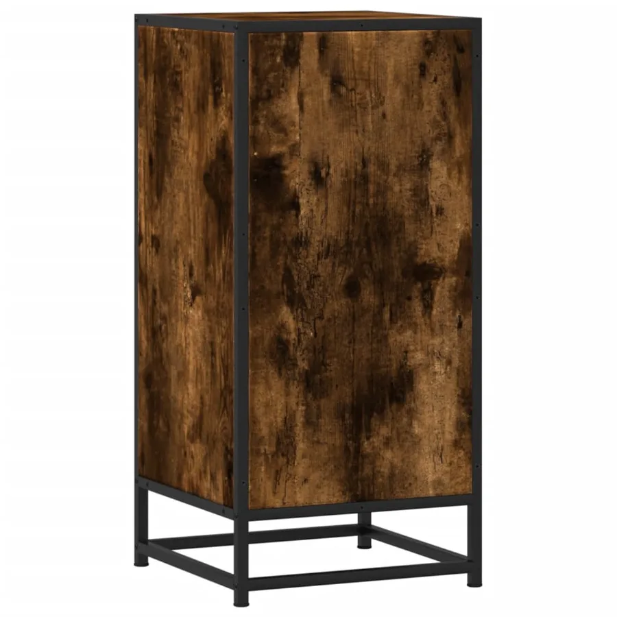 Buffet chêne fumé 35,5x35x76 cm bois d'ingénierie et métal - 6