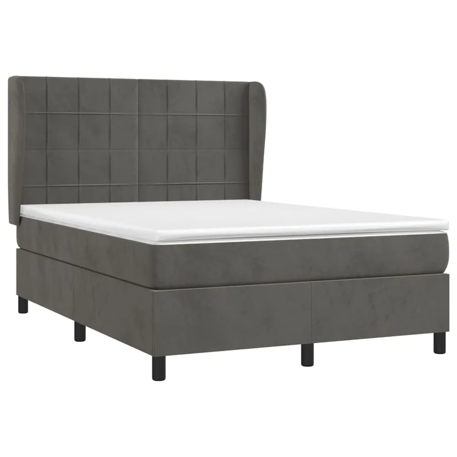 Sommier à lattes de lit et matelas Gris foncé 140x200cm Velours - 3