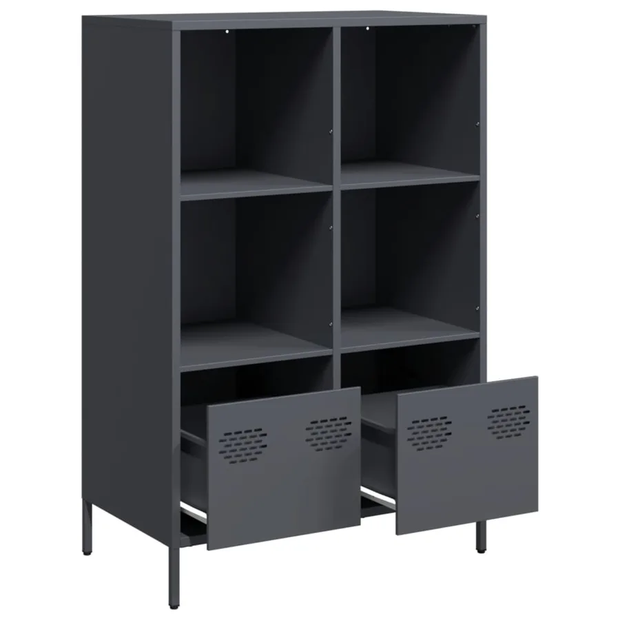 Buffet haut anthracite 68x39x103,5 cm acier - 4