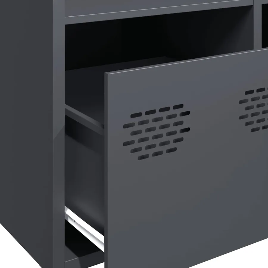 Buffet haut anthracite 68x39x103,5 cm acier - 9