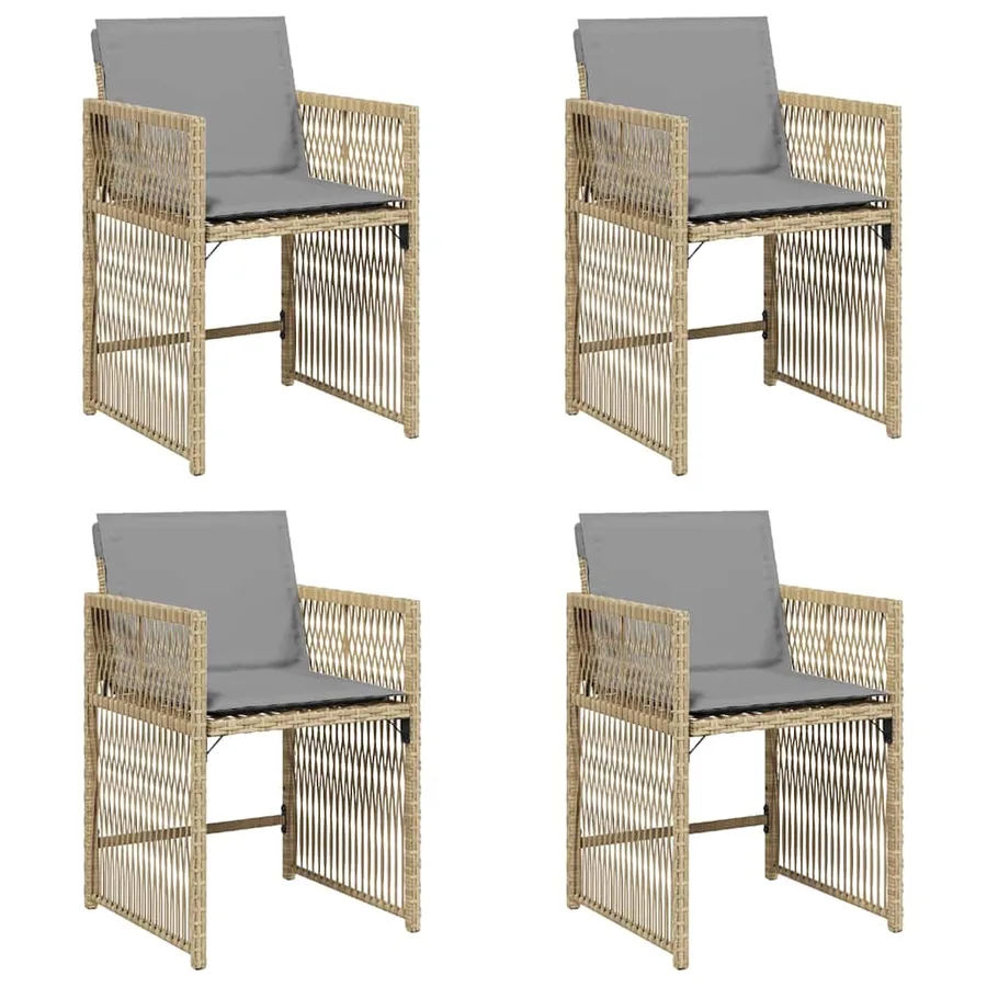 Chaises de jardin avec coussins lot de 4 mélange beige - 2