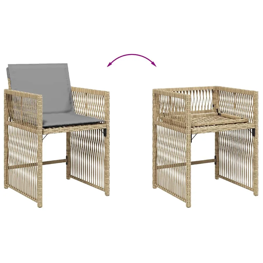 Chaises de jardin avec coussins lot de 4 mélange beige - 8