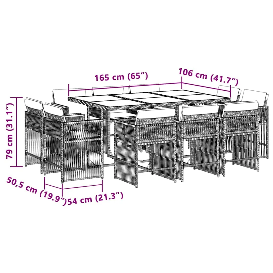 Ensemble à manger de jardin et coussins 11 pcs mélange beige - 5