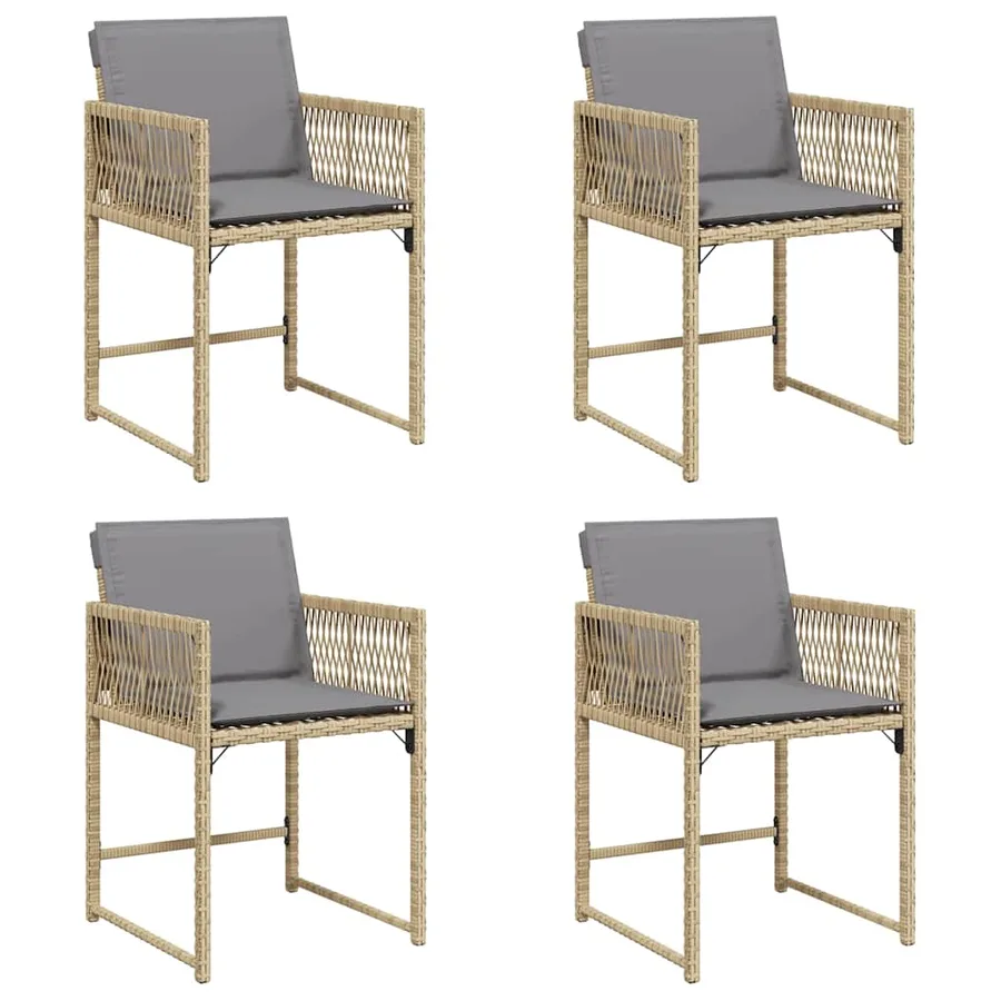 Chaises de jardin avec coussins lot de 4 mélange beige - 2