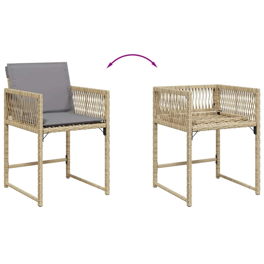 Chaises de jardin avec coussins lot de 4 mélange beige - 8