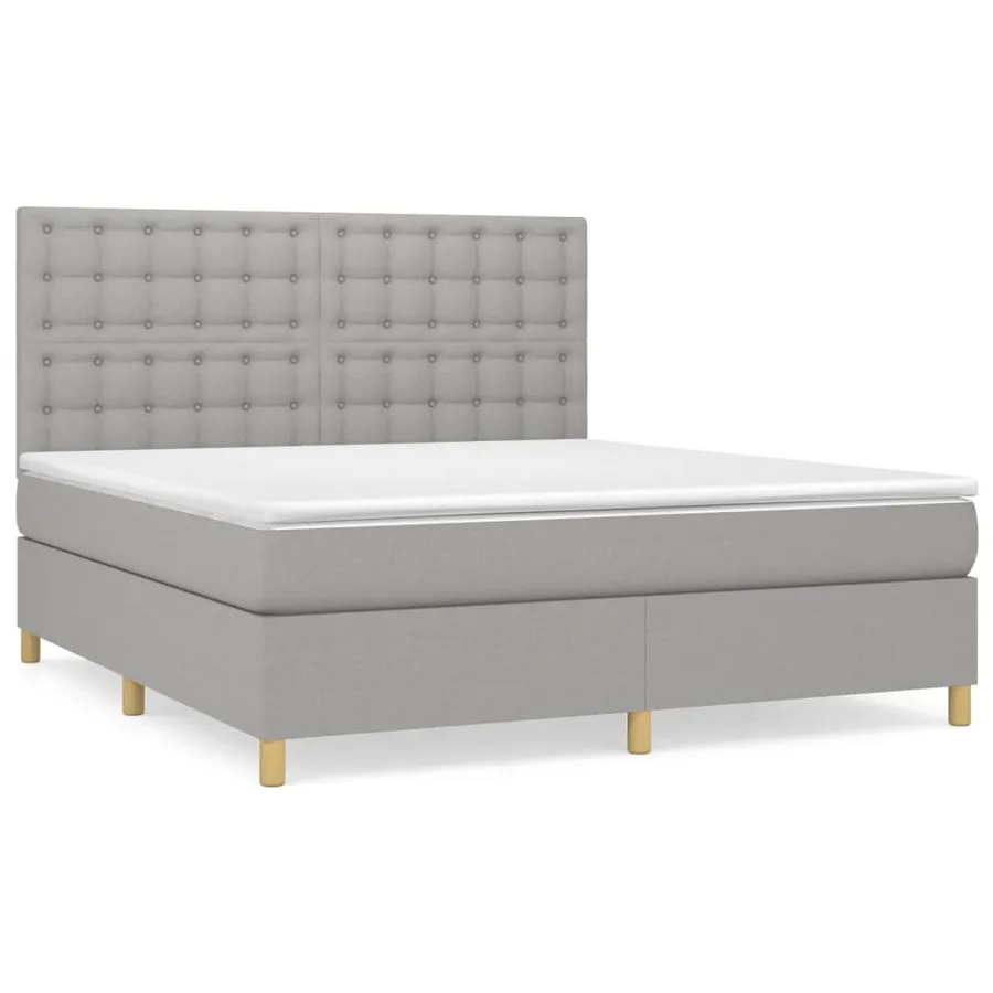 Sommier à lattes de lit avec matelas Gris clair 160x200cm Tissu - 2