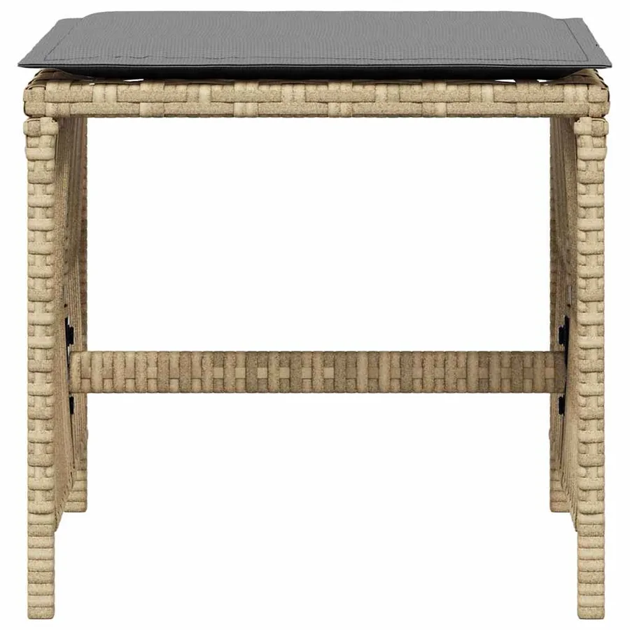 Tabourets jardin et coussins lot de 4 mélange beige 41x41x36 cm - 5