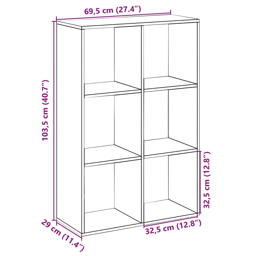 Étagère séparatrice de pièce sonoma gris 69,5x29x103,5 cm - 11