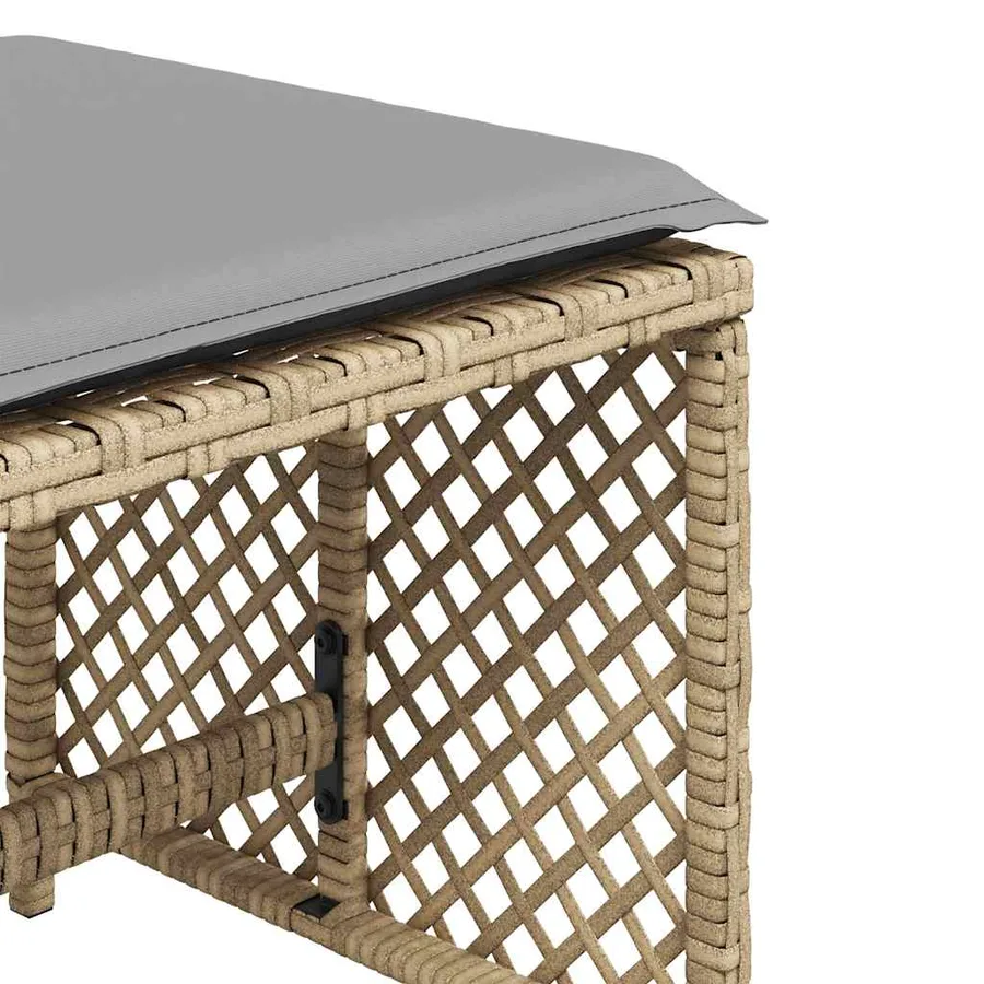 Tabourets jardin et coussins lot de 4 mélange beige 41x41x36 cm - 9