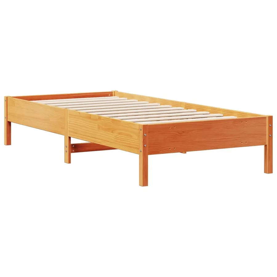 Lit bibliothèque sans matelas cire marron 75x190 cm pin massif - 8