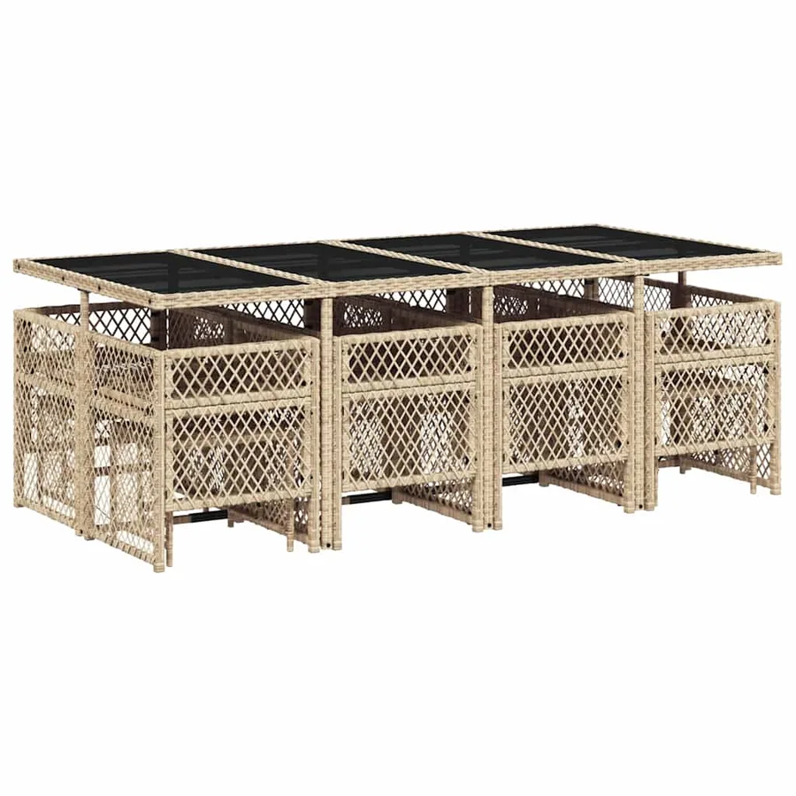 Ensemble à manger de jardin et coussins 13 pcs beige - 6