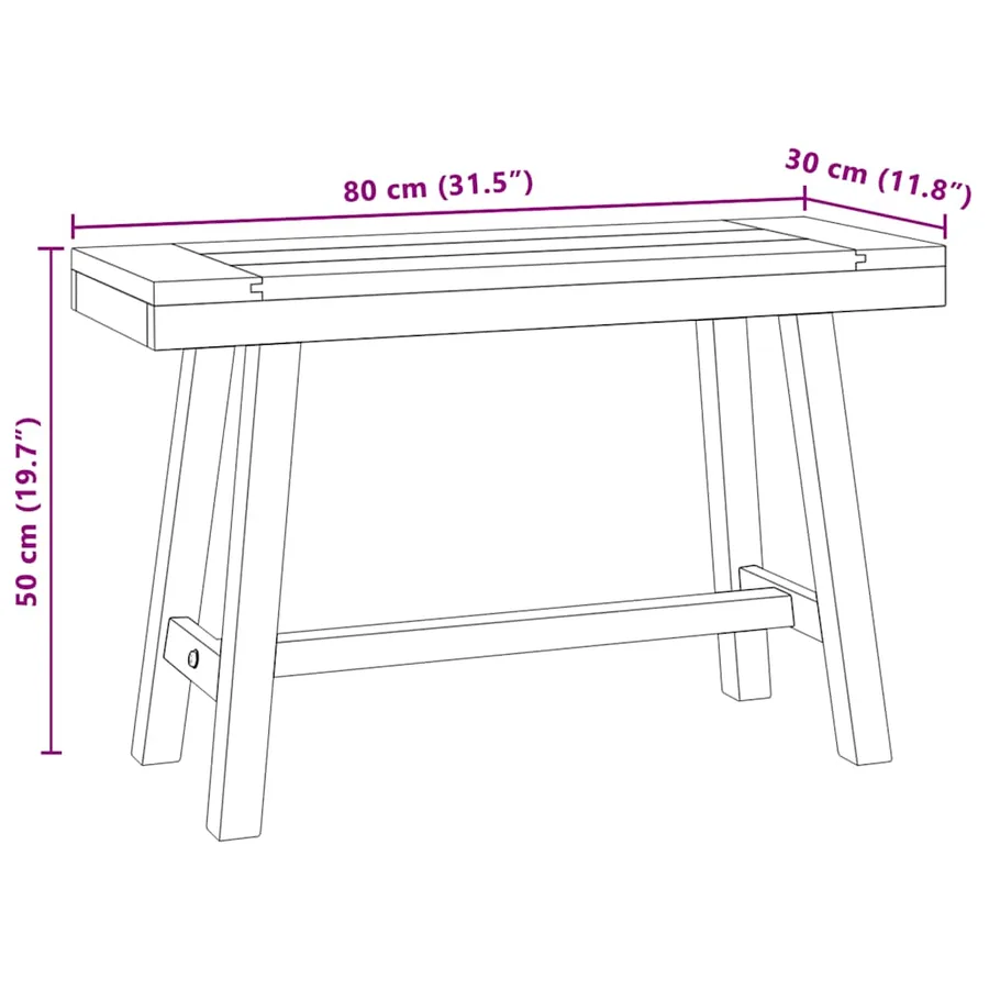 Banc 80 cm Bois massif de teck - 7