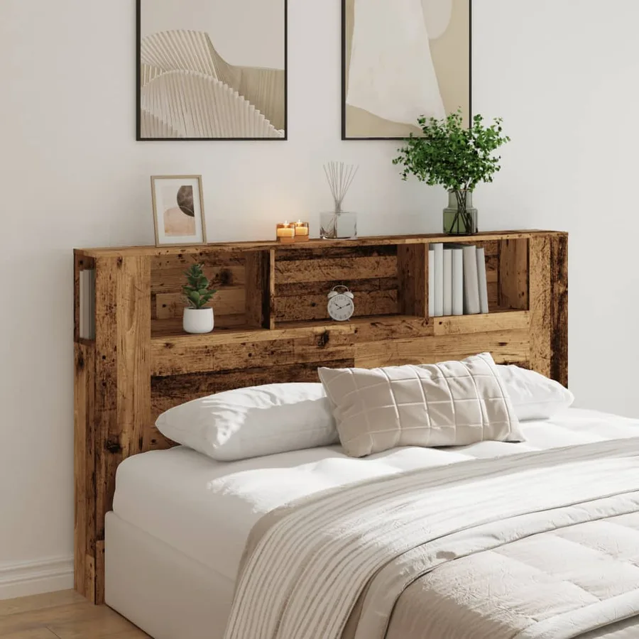 Armoire de tête de lit vieux bois 180x18,5x102,5 cm - 3