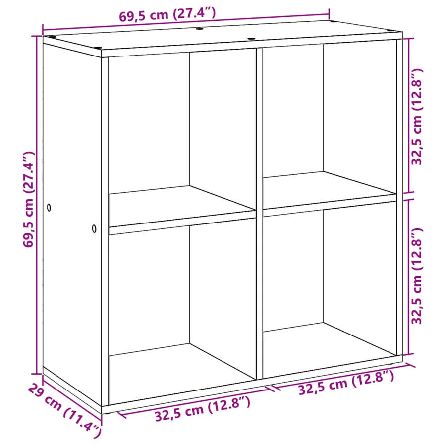 Étagère séparatrice de pièce sonoma gris 69,5x29x69,5 cm - 11
