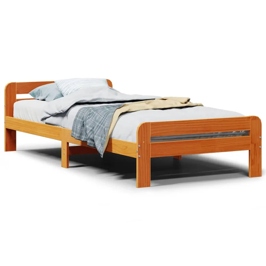 Cadre de lit sans matelas cire marron 75x190 cm bois pin massif - 2