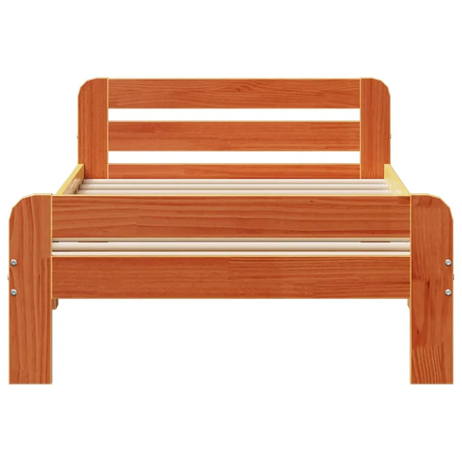 Cadre de lit sans matelas cire marron 75x190 cm bois pin massif - 4