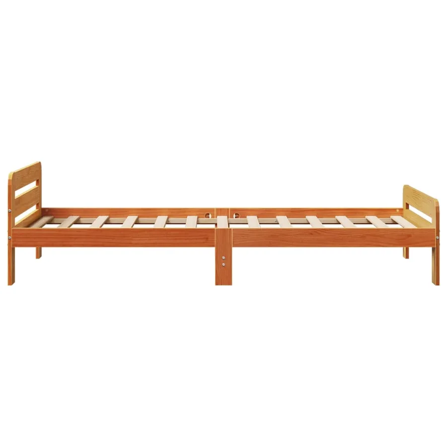 Cadre de lit sans matelas cire marron 75x190 cm bois pin massif - 5