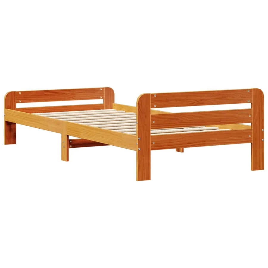 Cadre de lit sans matelas cire marron 75x190 cm bois pin massif - 6