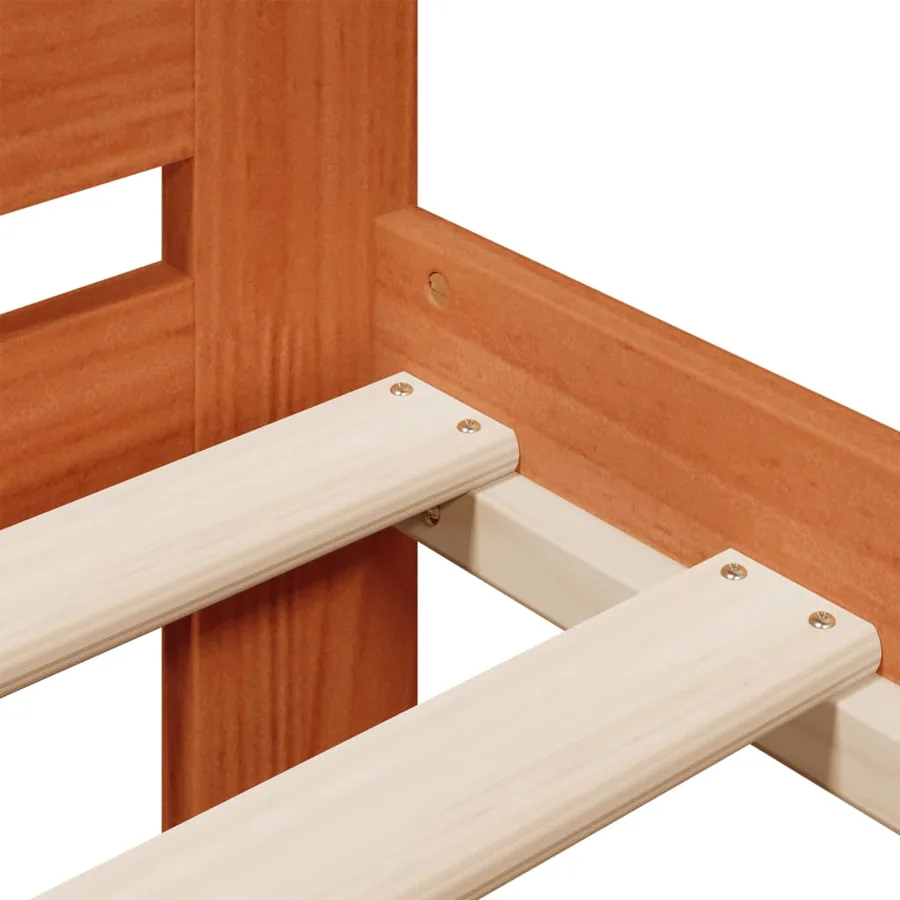 Cadre de lit sans matelas cire marron 75x190 cm bois pin massif - 7