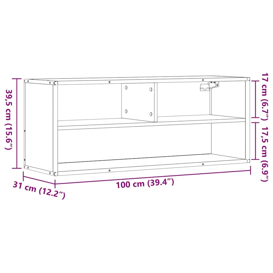 Meuble TV chêne marron 100x31x39,5cm bois d'ingénierie et métal - 10