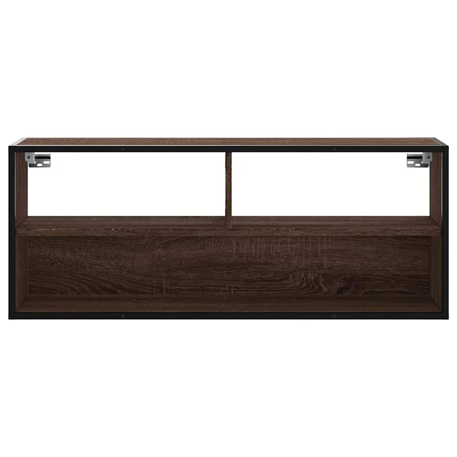 Meuble TV chêne marron 100x31x39,5cm bois d'ingénierie et métal - 4