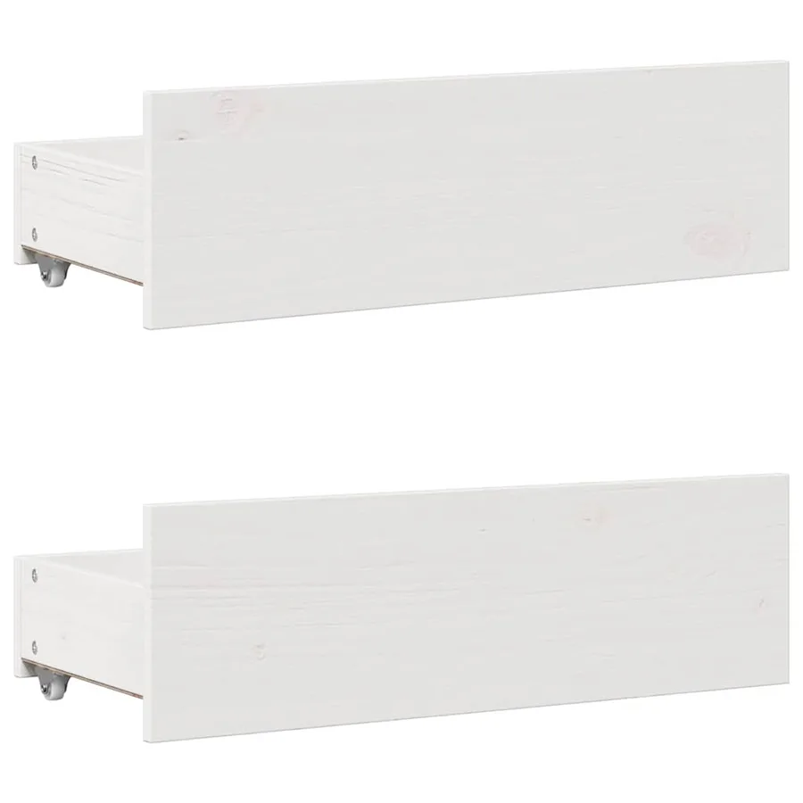 Lit bibliothèque sans matelas blanc 90x190cm bois de pin massif - 9