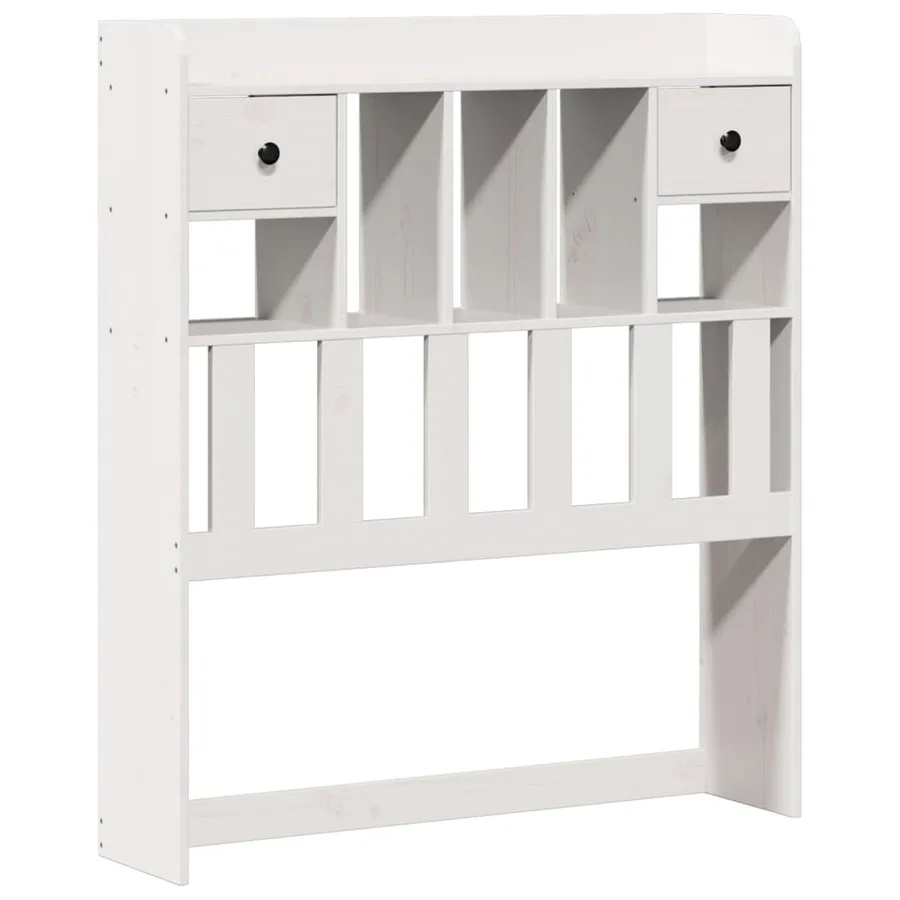 Lit bibliothèque sans matelas blanc 90x190cm bois de pin massif - 7