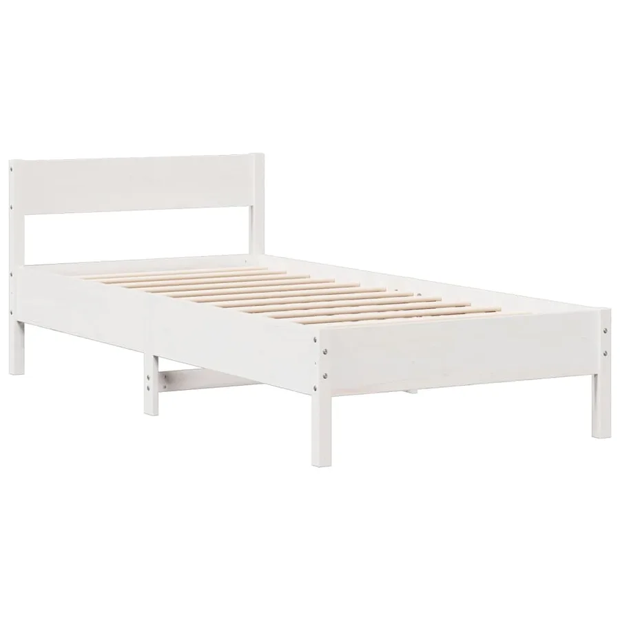 Lit bibliothèque sans matelas blanc 90x190cm bois de pin massif - 8