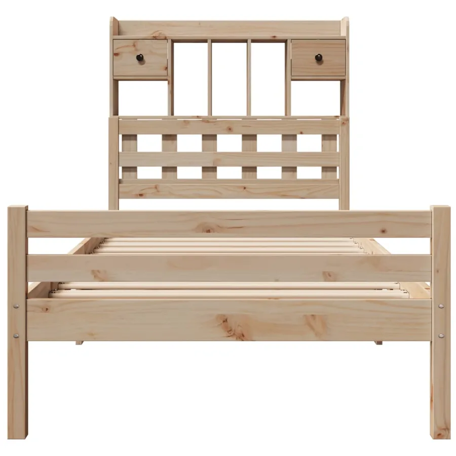 Lit bibliothèque sans matelas 100x200 cm bois massif de pin - 4