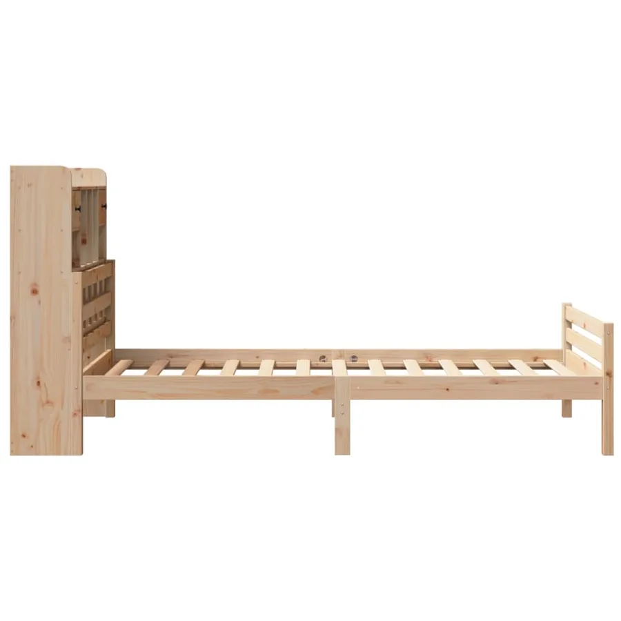 Lit bibliothèque sans matelas 100x200 cm bois massif de pin - 5