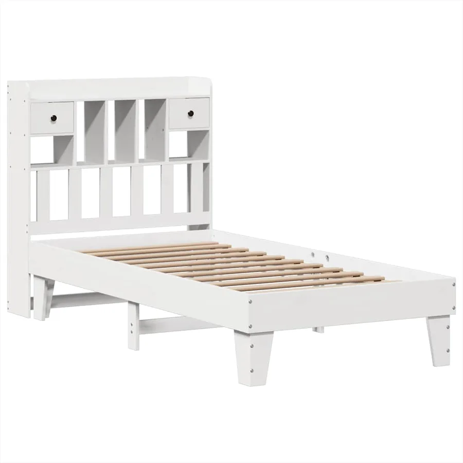 Cadre de lit sans matelas blanc 90x200 cm bois de pin massif - 3