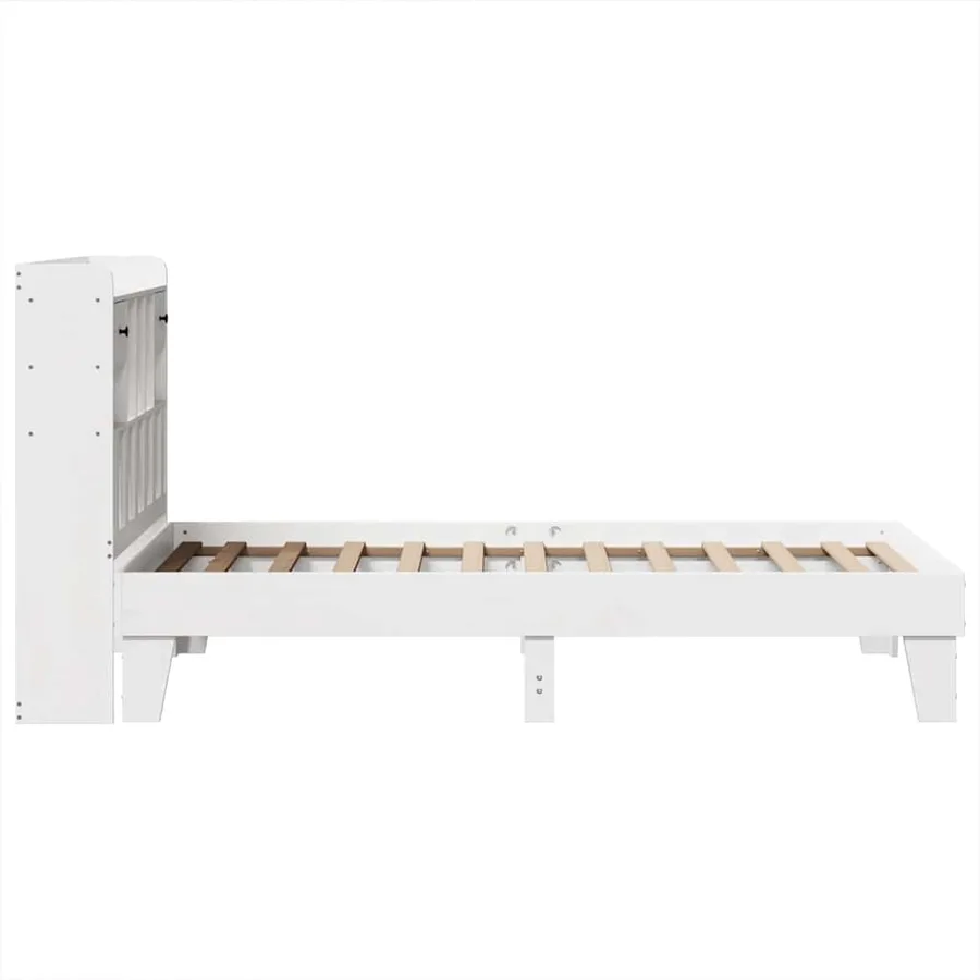 Cadre de lit sans matelas blanc 90x200 cm bois de pin massif - 7
