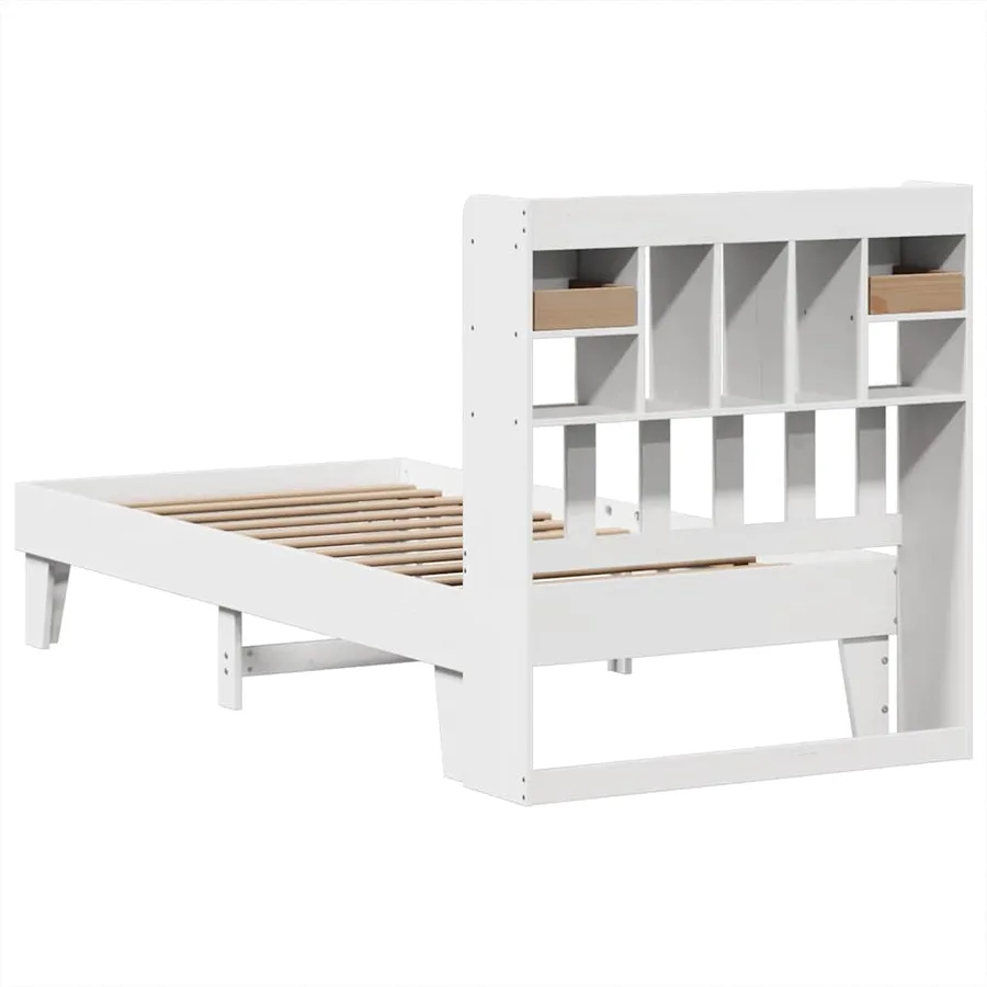 Cadre de lit sans matelas blanc 90x200 cm bois de pin massif - 8