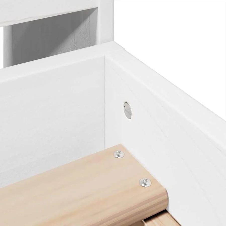 Cadre de lit sans matelas blanc 90x200 cm bois de pin massif - 9