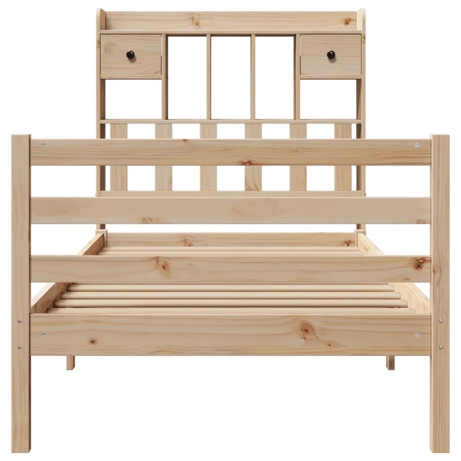 Lit bibliothèque sans matelas 100x200 cm bois massif de pin - 4