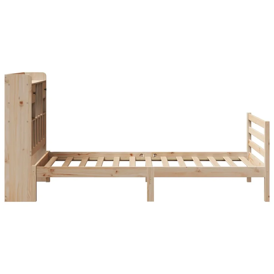 Lit bibliothèque sans matelas 100x200 cm bois massif de pin - 5