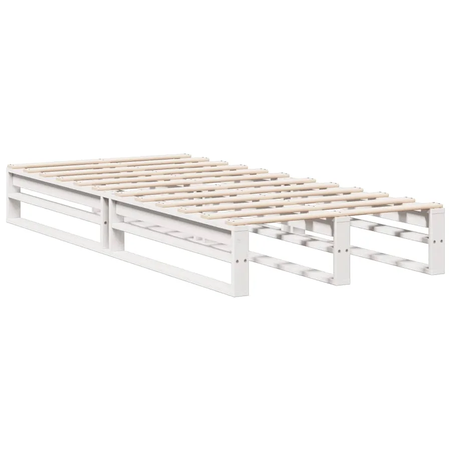 Lit bibliothèque sans matelas blanc 90x190cm bois de pin massif - 5
