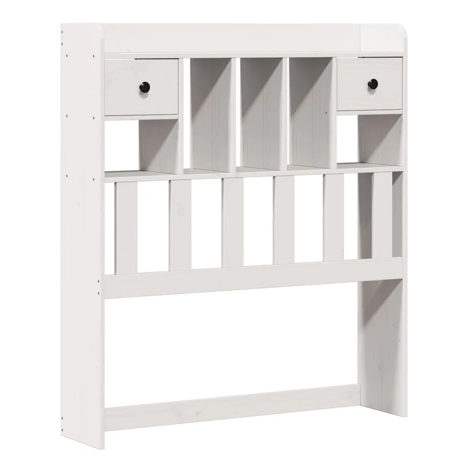 Lit bibliothèque sans matelas blanc 90x190cm bois de pin massif - 6