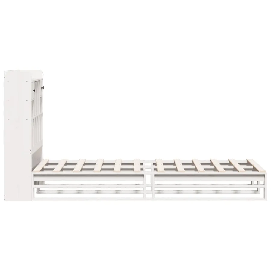 Lit bibliothèque sans matelas blanc 90x190cm bois de pin massif - 7
